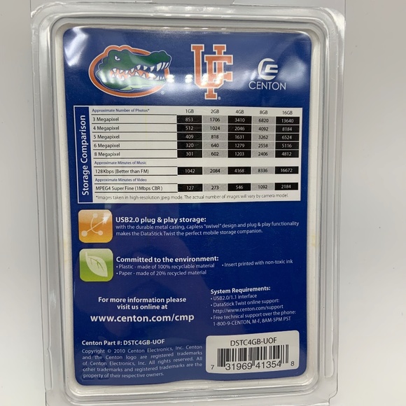 Centon University of Florida UF Gators 4 GB USB Flash Drive DataStick SEALED! - Picture 6 of 6
